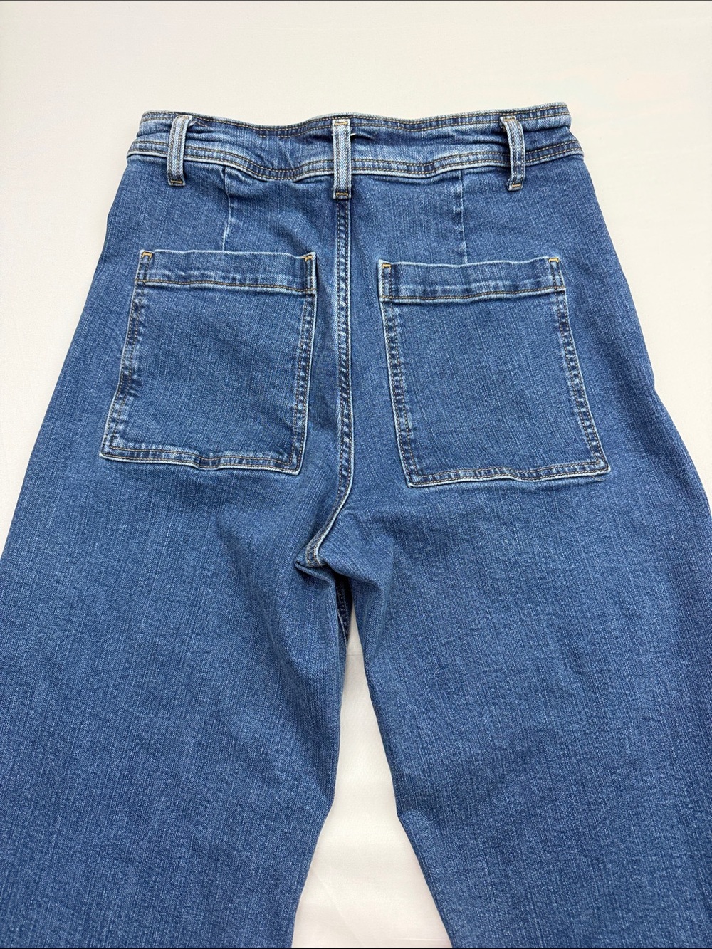 Zara Wide-Leg Flare Jeans in Classic Blue Denim - Picture 7 of 8